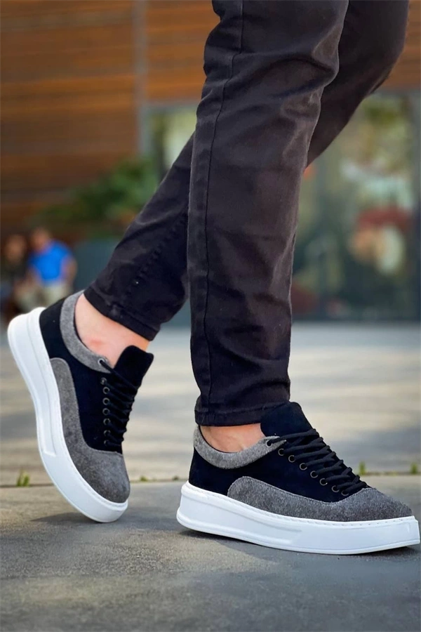 Kb-005 Kuback Siyah Gri Süet Bağcıklı  Günlük Erkek  Ayakkabı