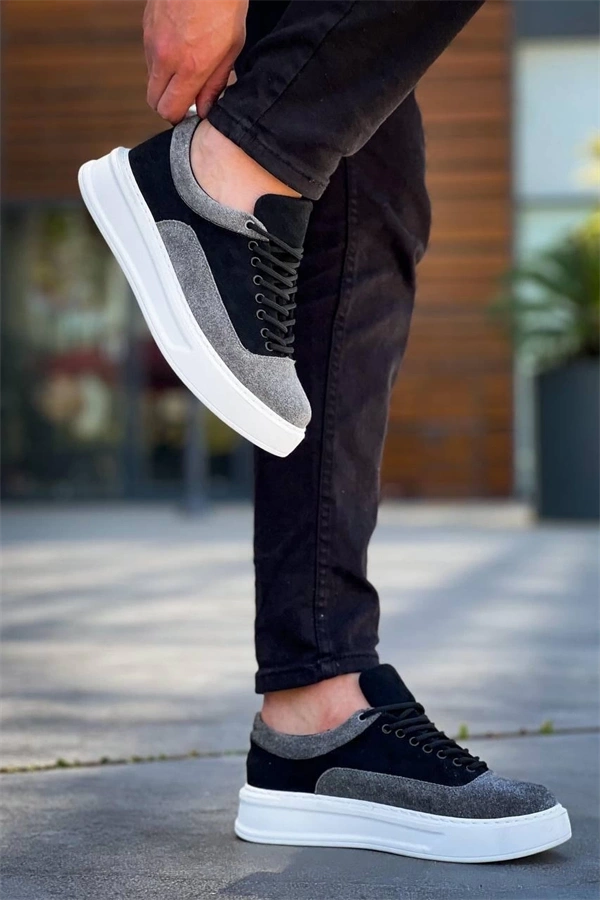 Kb-005 Kuback Siyah Gri Süet Bağcıklı  Günlük Erkek  Ayakkabı