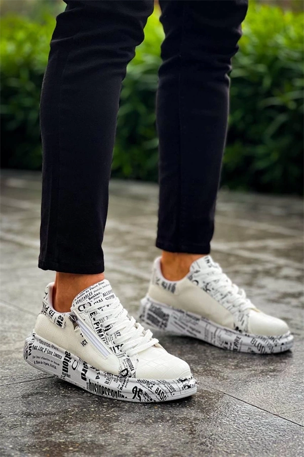 Kb-02  Kuback Bağcıklı Crocodile Beyaz Gazete Günlük Erkek Ayakkabı