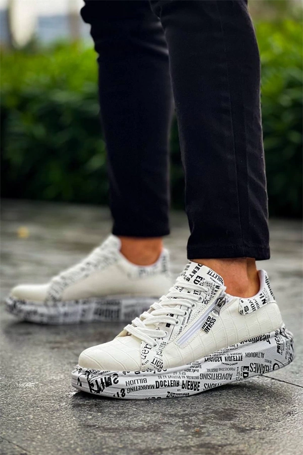 Kb-02  Kuback Bağcıklı Crocodile Beyaz Gazete Günlük Erkek Ayakkabı