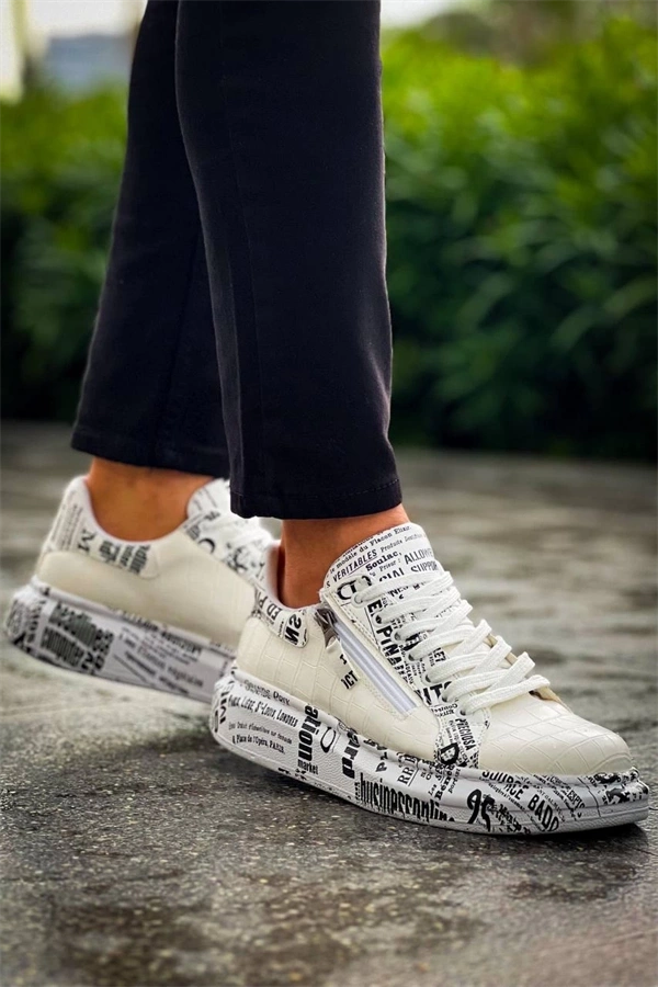 Kb-02  Kuback Bağcıklı Crocodile Beyaz Gazete Günlük Erkek Ayakkabı