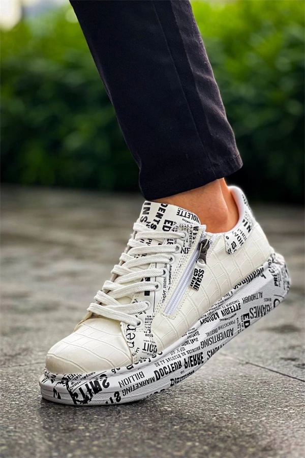 Kb-02  Kuback Bağcıklı Crocodile Beyaz Gazete Günlük Erkek Ayakkabı