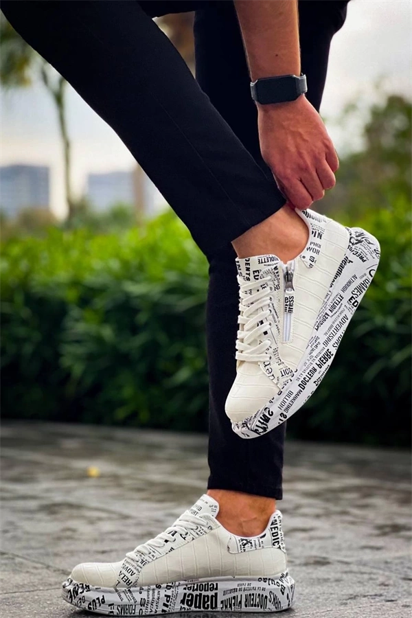 Kb-02  Kuback Bağcıklı Crocodile Beyaz Gazete Günlük Erkek Ayakkabı