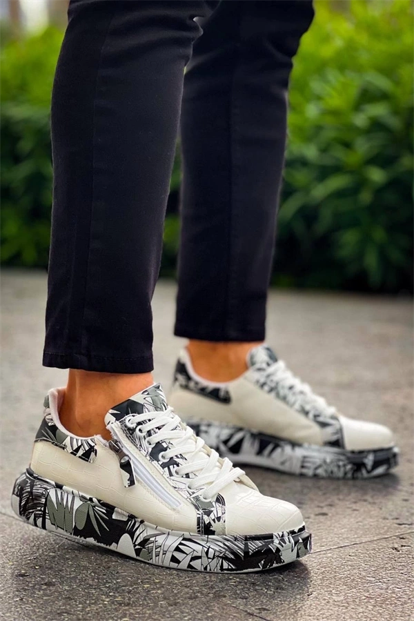 Kb-02  Kuback Bağcıklı Crocodile Beyaz Siyah Günlük Erkek Ayakkabı