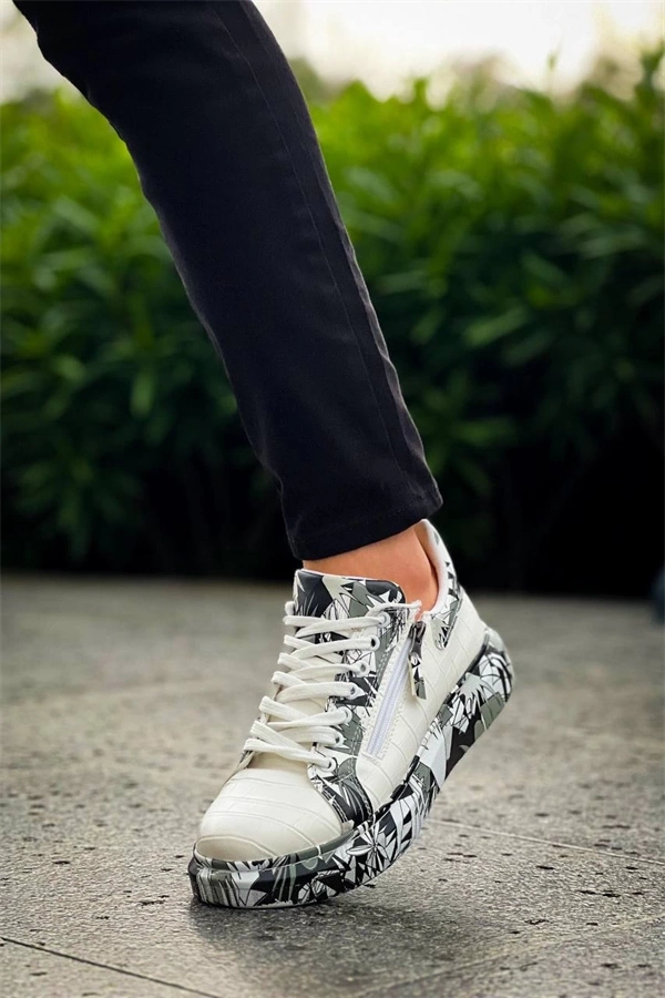 Kb-02  Kuback Bağcıklı Crocodile Beyaz Siyah Günlük Erkek Ayakkabı