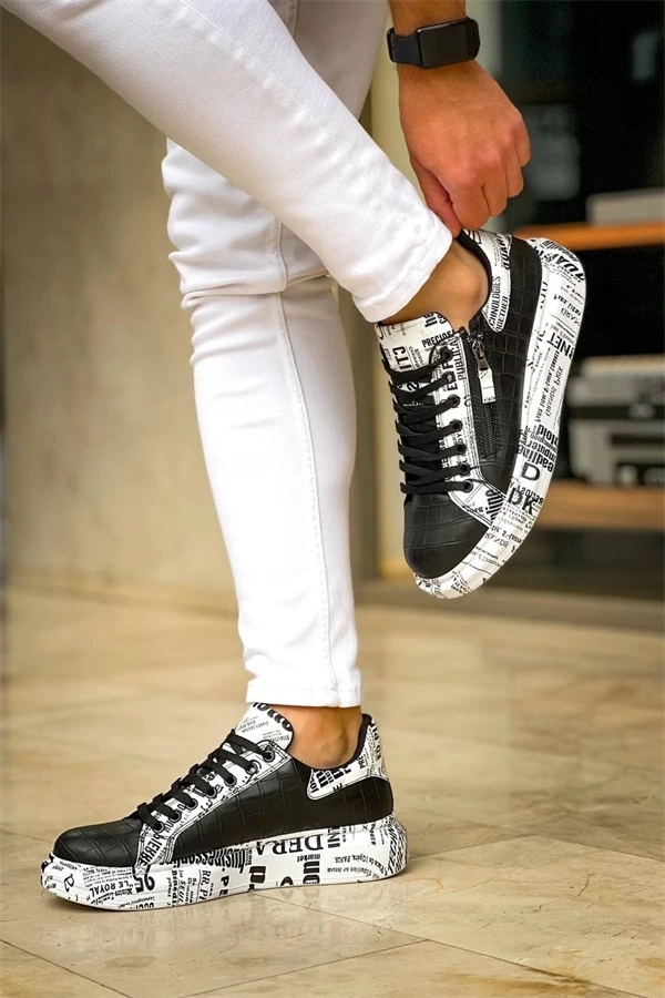 Kb-02  Kuback Bağcıklı Crocodile Siyah Gazete Günlük Erkek Ayakkabı