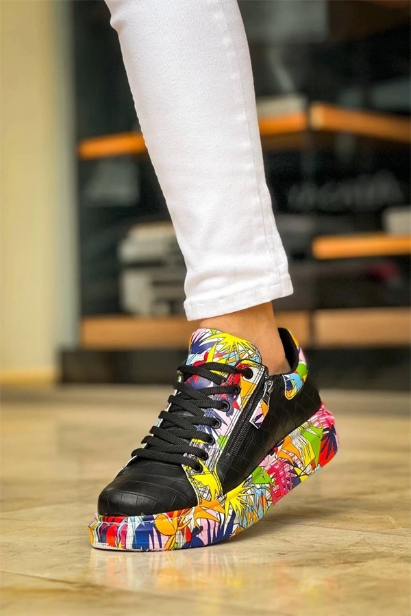 Kb-02  Kuback Bağcıklı Crocodile Siyah Kırmızı Günlük Erkek Ayakkabı