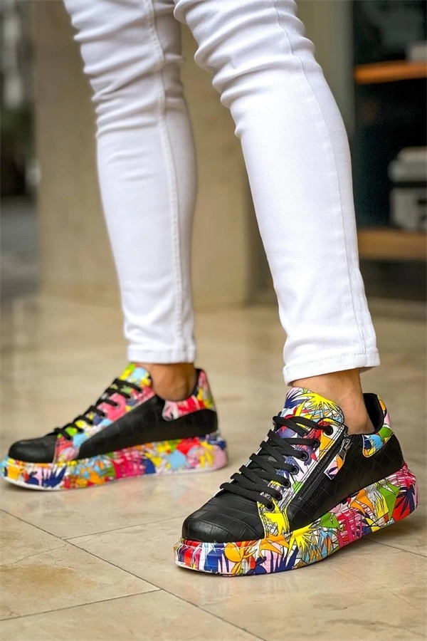 Kb-02  Kuback Bağcıklı Crocodile Siyah Kırmızı Günlük Erkek Ayakkabı