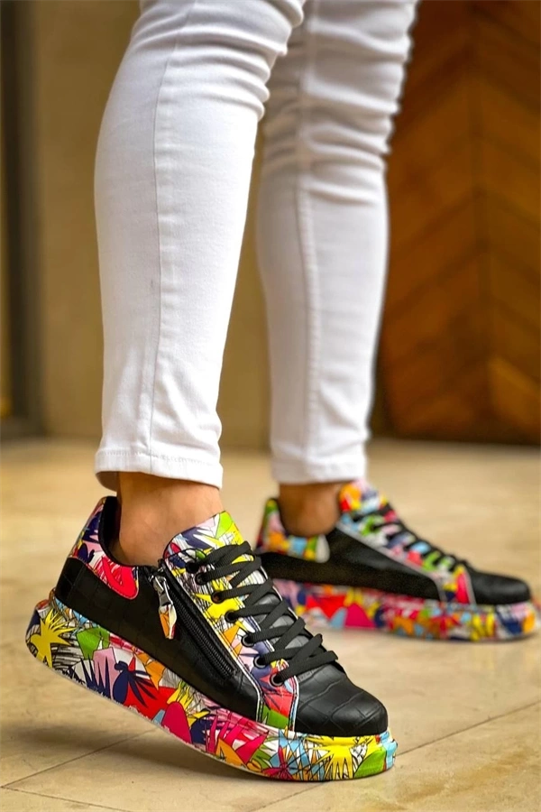 Kb-02  Kuback Bağcıklı Crocodile Siyah Kırmızı Günlük Erkek Ayakkabı