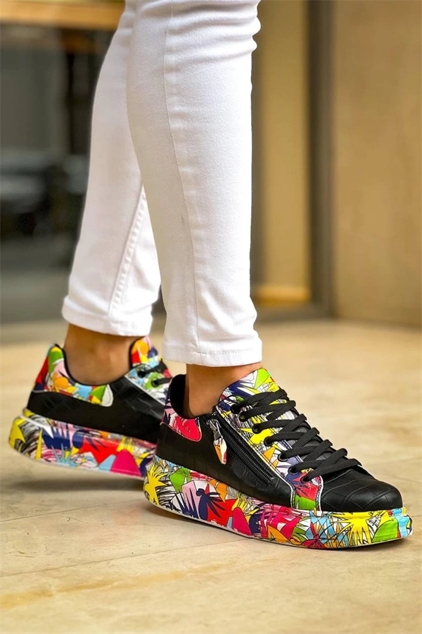 Kb-02  Kuback Bağcıklı Crocodile Siyah Kırmızı Günlük Erkek Ayakkabı