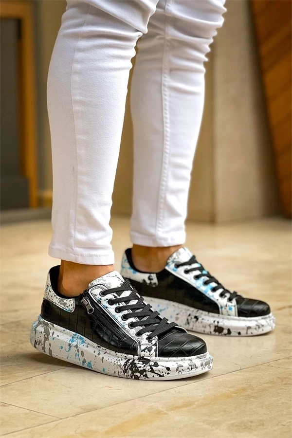 Kb-02  Kuback Bağcıklı Crocodile Siyah Mavi Günlük Erkek Ayakkabı