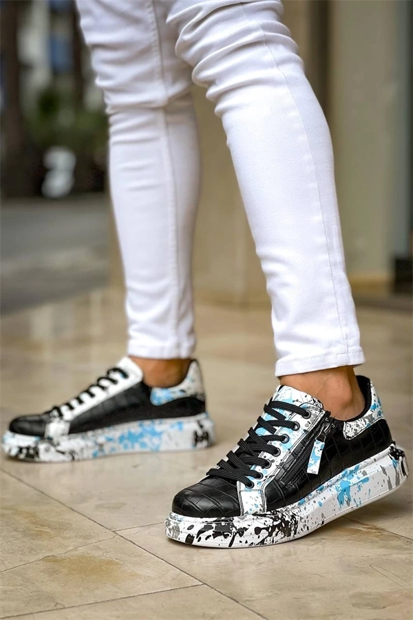 Kb-02  Kuback Bağcıklı Crocodile Siyah Mavi Günlük Erkek Ayakkabı