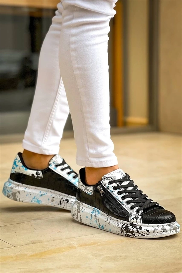 Kb-02  Kuback Bağcıklı Crocodile Siyah Mavi Günlük Erkek Ayakkabı