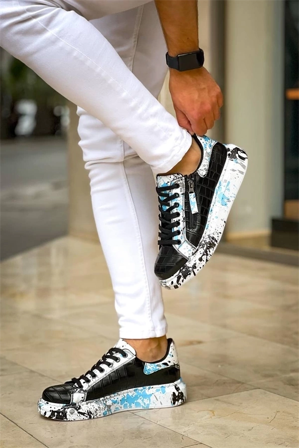 Kb-02  Kuback Bağcıklı Crocodile Siyah Mavi Günlük Erkek Ayakkabı