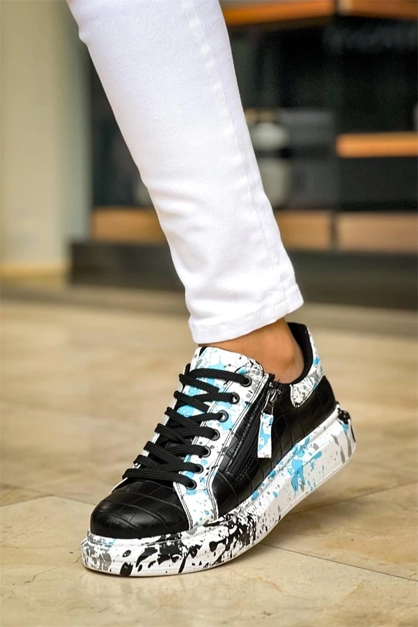 Kb-02  Kuback Bağcıklı Crocodile Siyah Mavi Günlük Erkek Ayakkabı