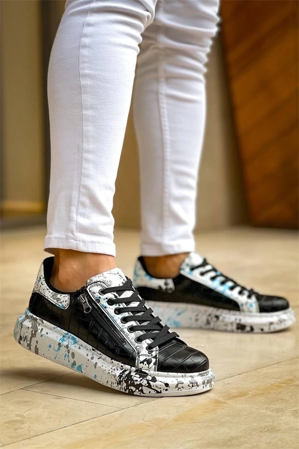 Kb-02  Kuback Bağcıklı Crocodile Siyah Mavi Günlük Erkek Ayakkabı