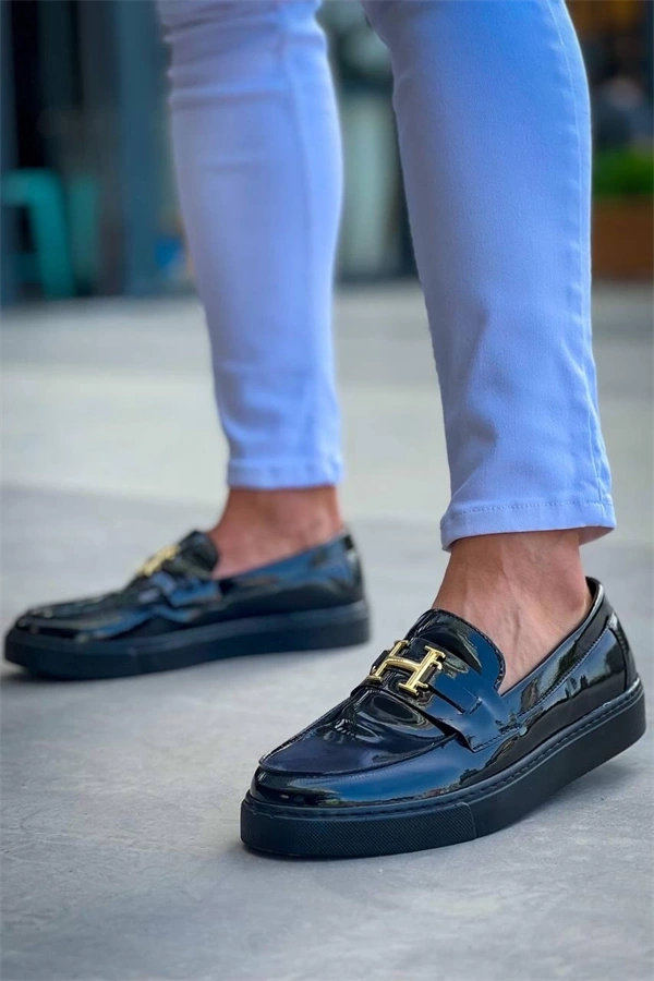 Kb-027  Kuback  Bağcıksız Kömür Rugan H Günlük Erkek Ayakkabı