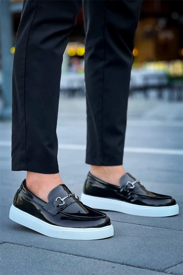 Kb-027  Kuback Bağcıksız Siyah Rugan G Günlük Erkek Ayakkabı