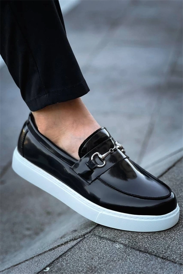 Kb-027  Kuback Bağcıksız Siyah Rugan G Günlük Erkek Ayakkabı