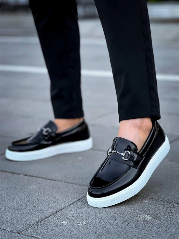 Kb-027  Kuback Bağcıksız Siyah Rugan G Günlük Erkek Ayakkabı