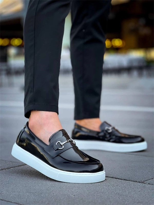 Kb-027  Kuback Bağcıksız Siyah Rugan G Günlük Erkek Ayakkabı