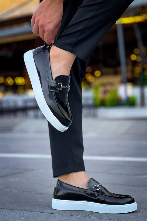 Kb-027  Kuback Bağcıksız Siyah Rugan G Günlük Erkek Ayakkabı