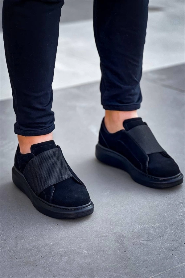 Kb-040  Kuback Siyah Süet Siyah Taban  Lastikli  Günlük Erkek  Ayakkabı