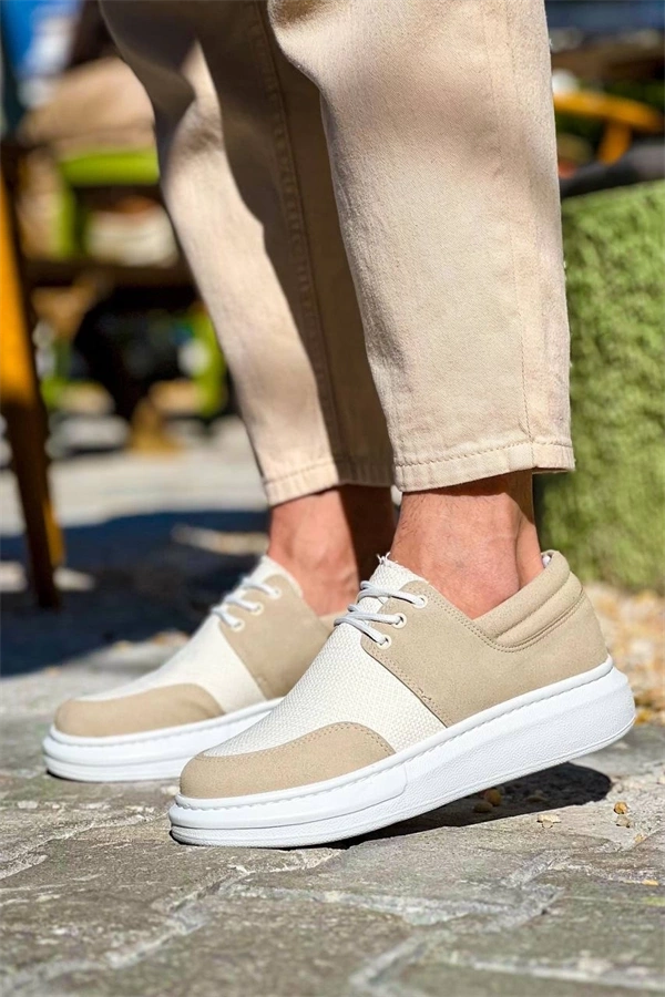 Kb-042  Kuback Bağcıklı Bej Günlük Erkek Ayakkabı