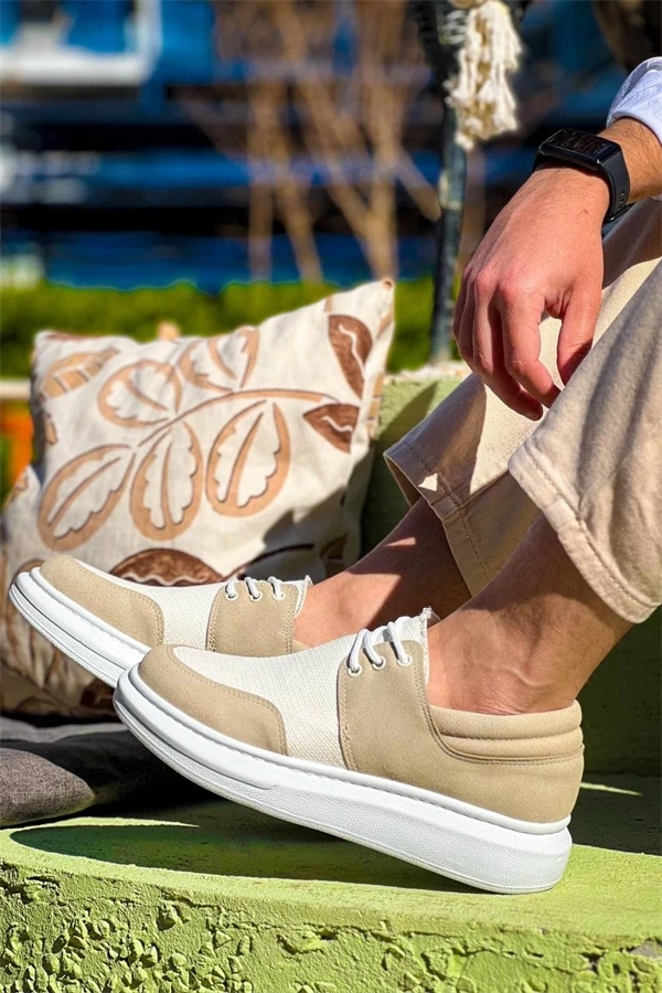 Kb-042  Kuback Bağcıklı Bej Günlük Erkek Ayakkabı