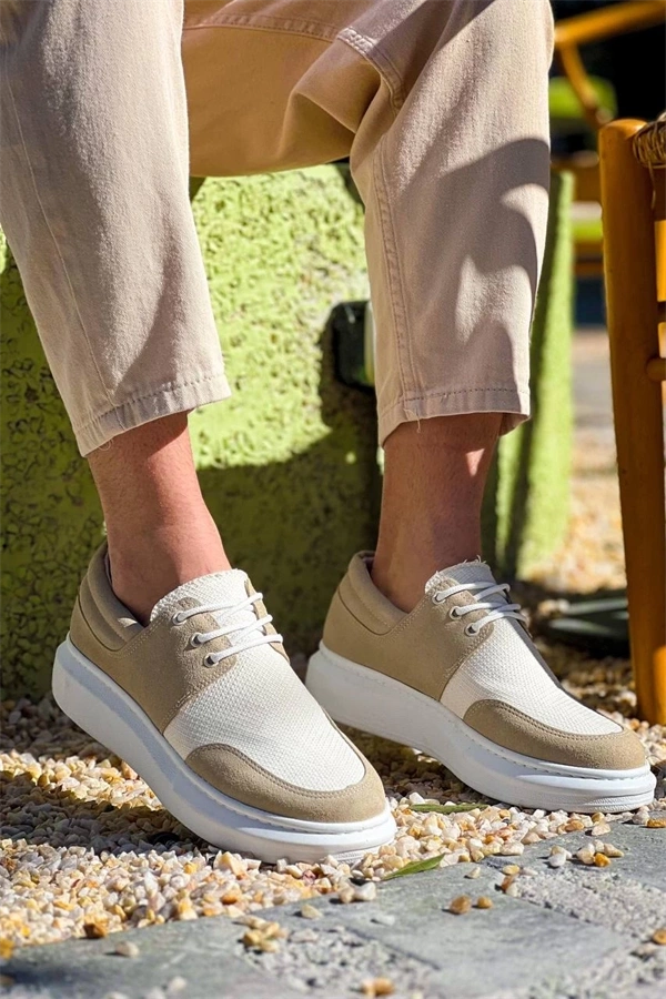 Kb-042  Kuback Bağcıklı Bej Günlük Erkek Ayakkabı