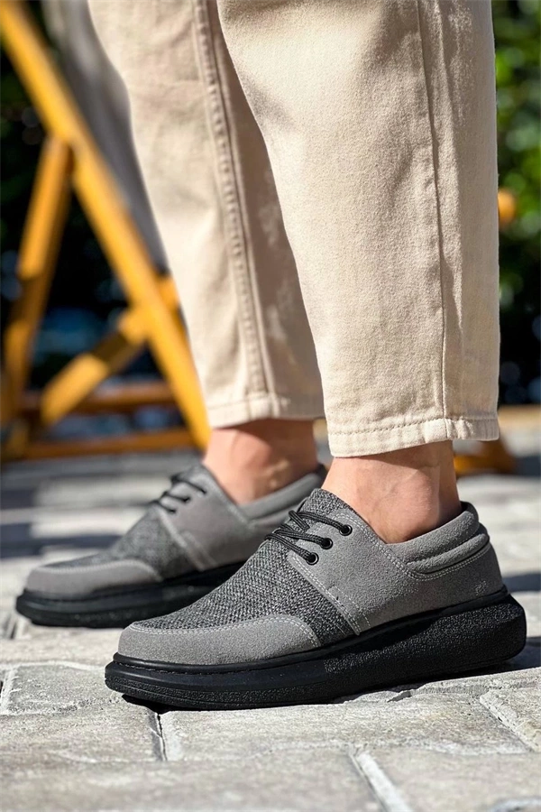 Kb-042  Kuback Bağcıklı Gri Siyah Taban Günlük Erkek Ayakkabı