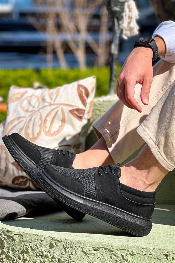 Kb-042  Kuback Bağcıklı  Siyah Deri Tozu Siyah Taban Günlük Erkek Ayakkabı