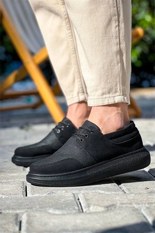 Kb-042  Kuback Bağcıklı  Siyah Deri Tozu Siyah Taban Günlük Erkek Ayakkabı