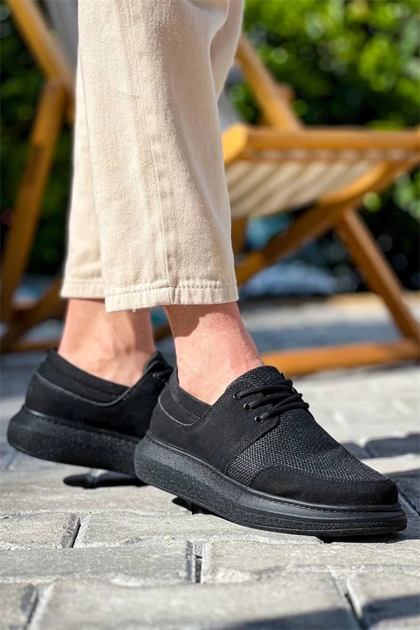 Kb-042  Kuback Bağcıklı  Siyah Deri Tozu Siyah Taban Günlük Erkek Ayakkabı