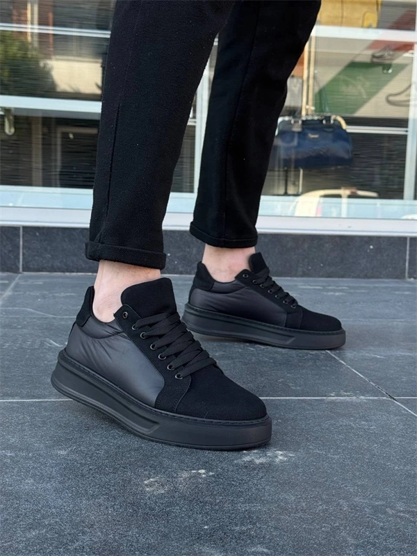 Kb-046 Kuback Siyah Paraşüt Siyah Yüksek Taban Günlük Spor Ayakkabı