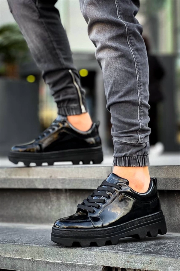 Kb-056 Kuback Siyah Rugan Siyah Yüksek Taban Günlük Spor Ayakkabı