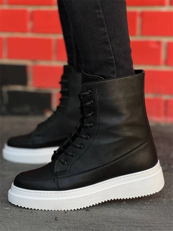 Kb-0991  Kuback Siyah Cilt Yüksek Taban  Bağcıklı  Postal Bot