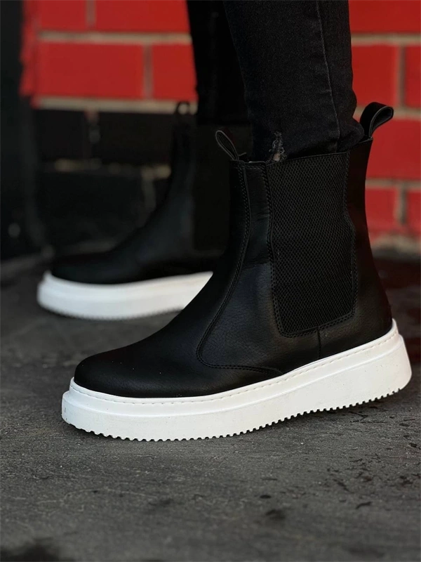 Kb-0992  Kuback Siyah Cilt  Yüksek Taban  Lastikli Erkek Bot