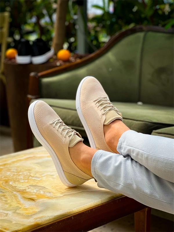 KB-101 Kuback Bej Triko Bağcıklı Günlük Erkek Ayakkabı