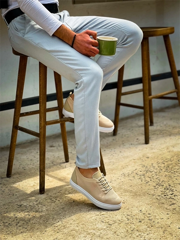 KB-101 Kuback Bej Triko Bağcıklı Günlük Erkek Ayakkabı