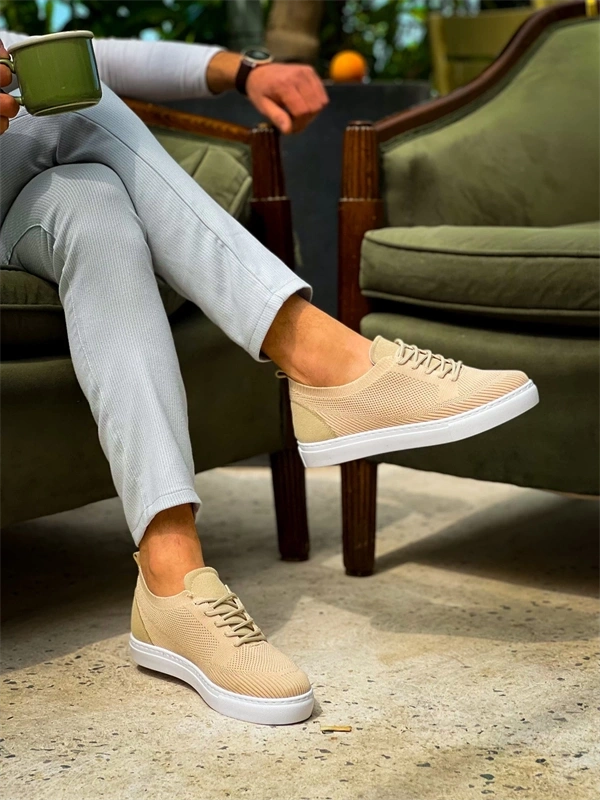 KB-101 Kuback Bej Triko Bağcıklı Günlük Erkek Ayakkabı