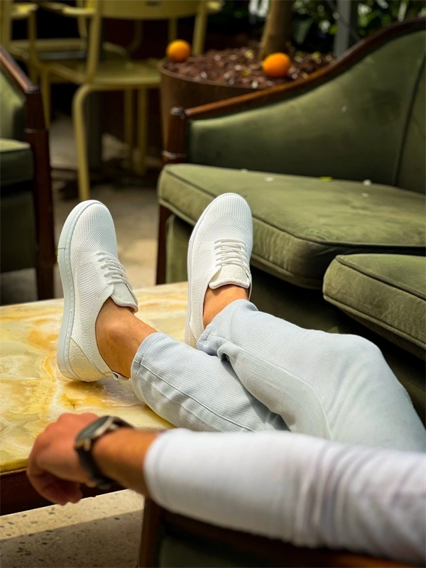 KB-101 Kuback Beyaz Triko Bağcıklı Günlük Erkek Ayakkabı