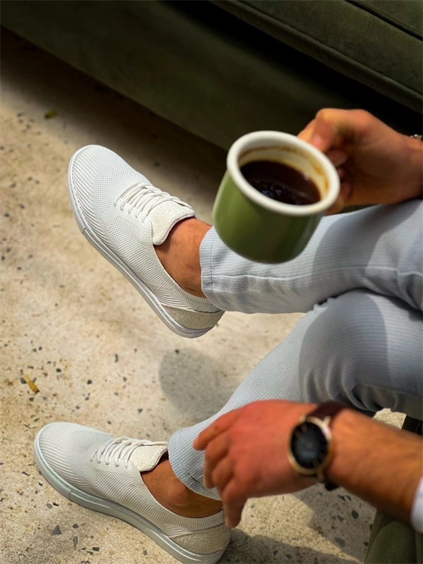 KB-101 Kuback Beyaz Triko Bağcıklı Günlük Erkek Ayakkabı