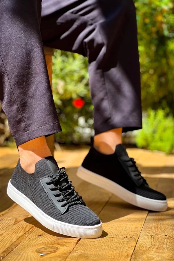 Kb-110  Kuback Back Siyah Triko Yüksek Taban Bağcıklı Günlük Erkek Ayakkabı