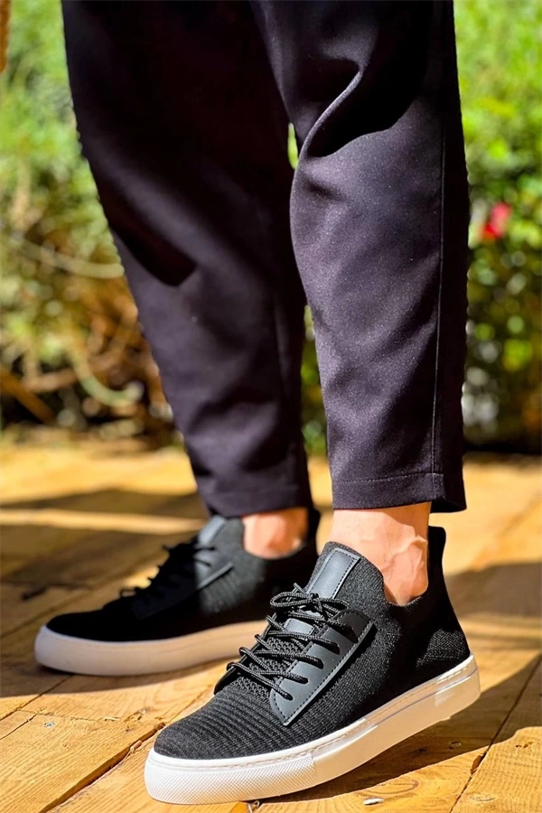 Kb-110  Kuback Back Siyah Triko Yüksek Taban Bağcıklı Günlük Erkek Ayakkabı