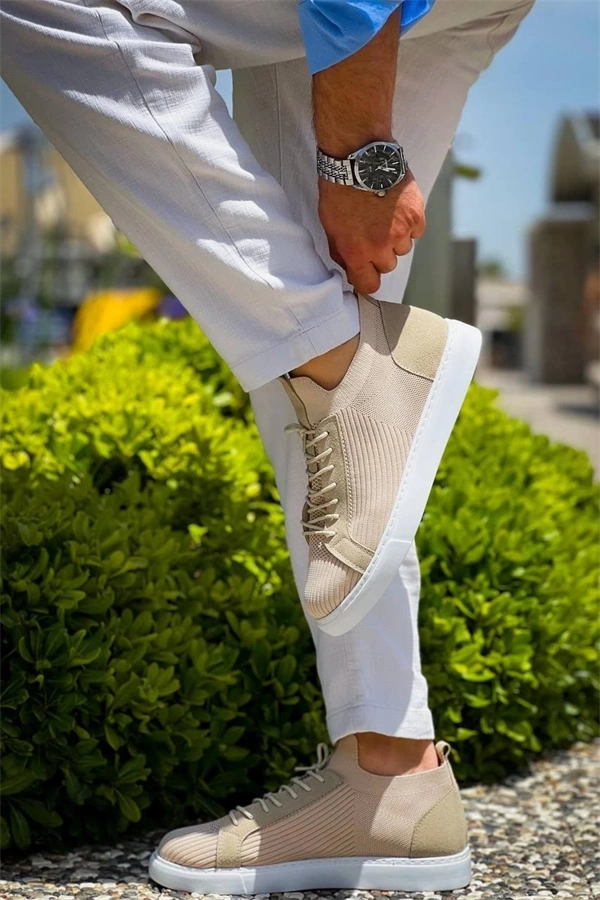 Kb-112   Kuback Bej Triko Bağcıklı  Günlük Erkek  Ayakkabı