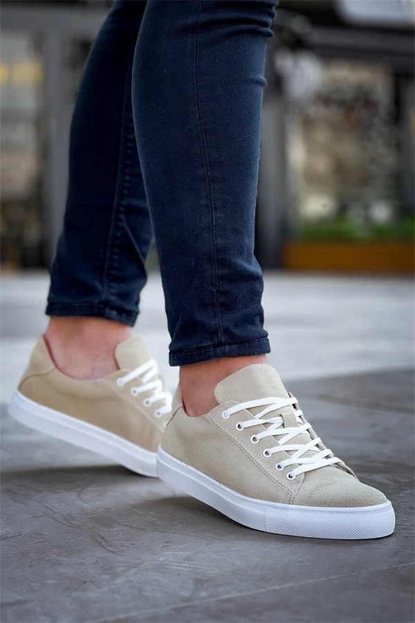 Kb-122   Kuback Bej Süet Yüksek Taban Bağcıklı Günlük Erkek Ayakkabı