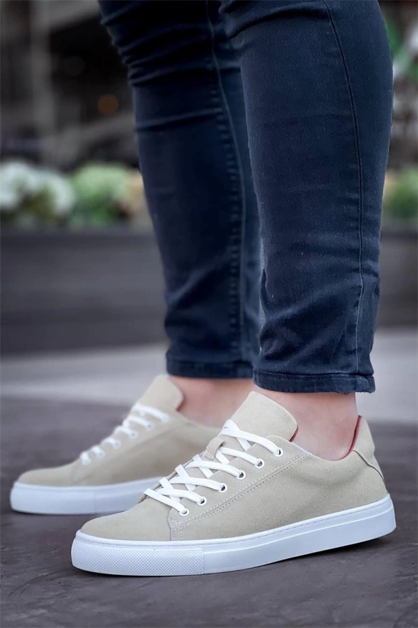 Kb-122   Kuback Bej Süet Yüksek Taban Bağcıklı Günlük Erkek Ayakkabı