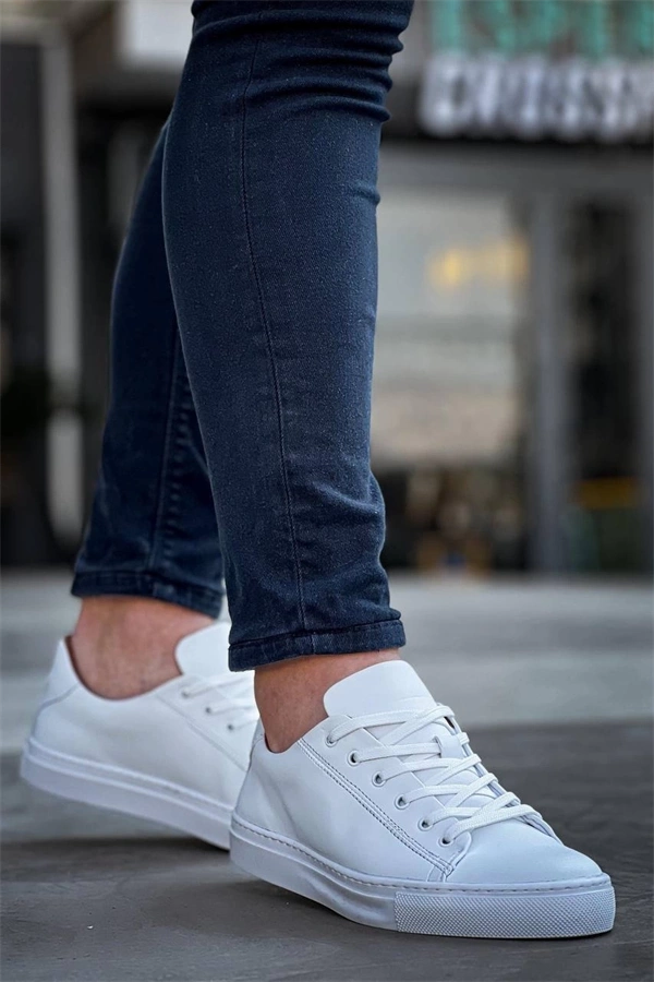 Kb-122  Kuback Beyaz Cilt Yüksek Taban Bağcıklı Günlük Erkek Ayakkabı