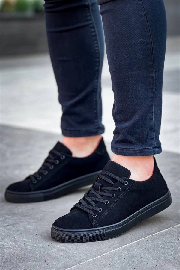 Kb-122   Kuback Siyah Süet Siyah Yüksek Taban Bağcıklı Günlük Erkek Ayakkabı